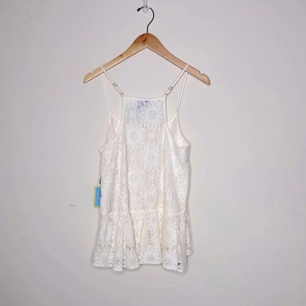 CeCe  Sleeveless Eyelet sheer Peplum Top fairy feminine girlhood core - Picture 5 of 6